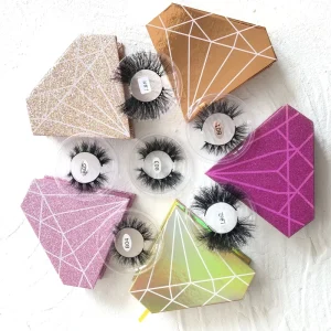 IShero False Lashes Packaging Box Light Lash Boxes Diamond Rose Gold Color Gold Black pink Glitter