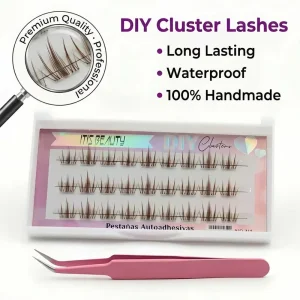 ITIS BEAUTY Brown DIY Cluster Lashes Spikey Individual Eyelashes Natural Look Cross Style Soft PBT Fiber Press on Lash Extension