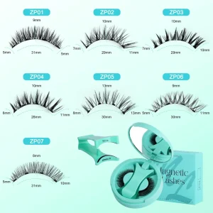 In-stock Semi-handmade Magnetic False Eyelashes 2 Pairs Colorful All-in-one Box Glue-free Lashes for