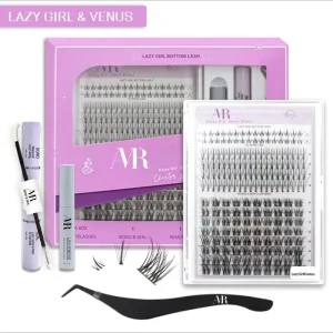Individual 3D Fluffy D Curl Soft Cluster Eyelash Natural Pre-cut Segment Wispy DIY Lash Extension Kit