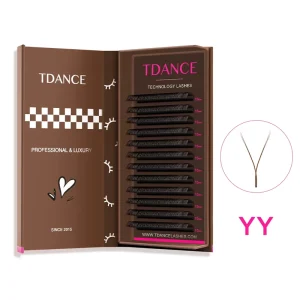 Individual Brown Yy Shaped YWire Eyelash Fluffy Clusters C D 0.07MM Volume Fans Yy Lash Magnetic Box