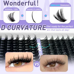 Individual Cluster Lashes Fashion Design 10-16mm Full Curl Gentle Fit Casual Street Style DIY Eye Makeup Lashes