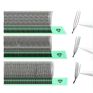 Individual Cluster U Shaped Matte Premade Fanned Eyelash Extensions 0.07 D 12mm Natural Faux Mink Eyelashes