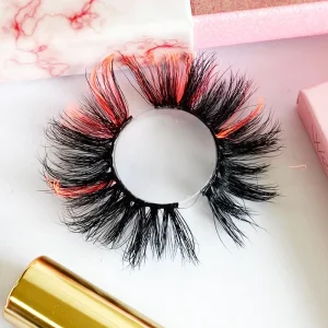 Individual Color Lashes Natural Mink Long Eyelash Handmade Black Cotton Band Pink+Red+Green+White+Purple Mixed