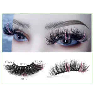 Individual Custom Full Strip Eyelashes Valentines Day 25mm for Luxury Colored Mink Lashes Dramatic Glitter Lash Strips