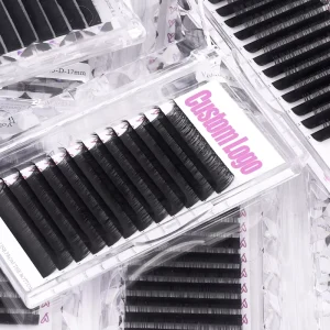 Individual D-Curl Eyelash Extension Trays Matte Black Korean PBT Vegan 7-15mm Cashmere Mink
