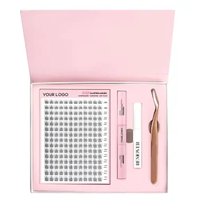 Individual DIY Cluster Lash Kit with Tools and Magnetic Box, Reusable Handmade Segment Lashes