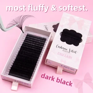 Individual Fan Like Butter Eye Dark Matte Black Lash Trays in Bulk Premium High Quality Cashmere Silk Velvet Lashes Trays