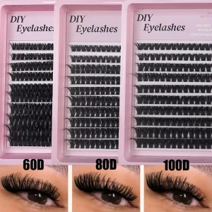 Individual Fluffy Spike Cluster Eyelash Custom Logo Mixed Length Private Label Cluster Lashes 60D 80D 100D