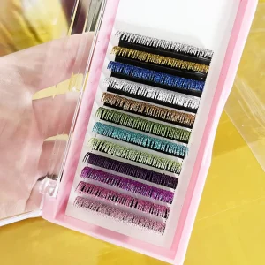 Individual Glitter Lashes Colorful Lash Tray Mink Colorful Lash Extension Custom Logo Colored Glitter Lash Extensions