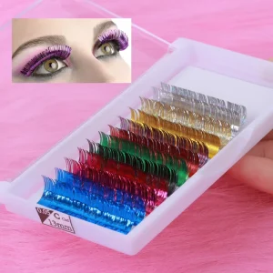 Individual Glitter Spike Eyelash Extension Holographic Gold Tinsel Lash Shiny Colorful Lashes Extension