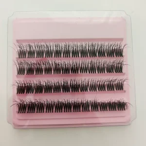 Individual Handmade 5D Faux Mink Cluster Lash Kit Wide Thin Clear Band Pre Cut Segmented 4 Rows DIY Lash Extensions