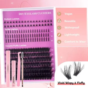 Individual Lashes Segmented Precut Synthetic Hair 0.07mm Lightweight Natural Soft Clusters DIY Lash Extension Kit
