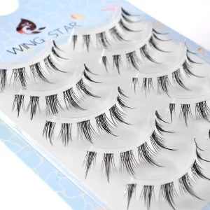 Individual New False Eyelashes Soft Nature 5 Pairs Strip Eyelashes With Clear Band