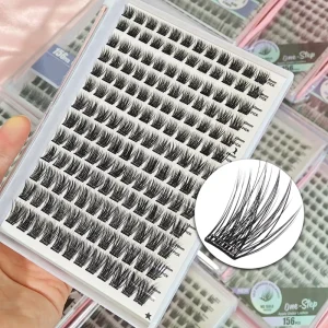 Individual Press On Eyelashes Pre Glued Bonding Segment Double Glue Striped Self Adhesive DIY Cluster Lashes Kit