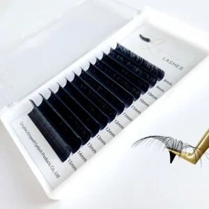 Individual Russian Volume Easy Fan Lashes Velvet 0.03/0.05/0.07mm Eyelash Extensions Dark Matte Black Custom Logo