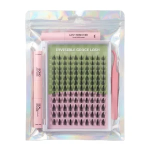 Individual Segmented Glueless Self Stick Lash Set Large Capacity Pearlescent Storage Bag No Glue Self Adhesive False Lashes