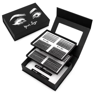 Individual Spike Cluster Eyelash Kit Custom Logo Mixed Curl Private Label DIY Cluster Lashes Kit 80D-200D With Bottom