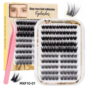 Individual Spike Cluster Eyelash Kit CustomLogo Mixed Curl Private Label Cluster Lashes 80D 200D With Bottom