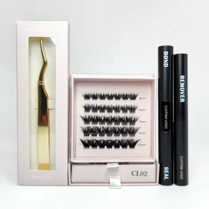 Individual Spike Cluster Eyelashes Kit Custom Logo Mixed Curl DIY Cluster Lashes Kit with Bond and Seal Faux Mink Eyelashes