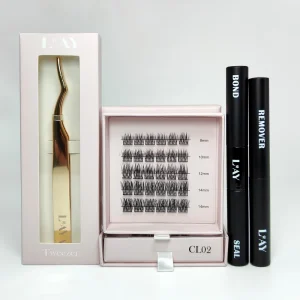 Individual Spike Cluster Eyelashes Kit Custom Logo Mixed Curl DIY Cluster Lashes Kit with Bond and Seal Faux Mink Eyelashes