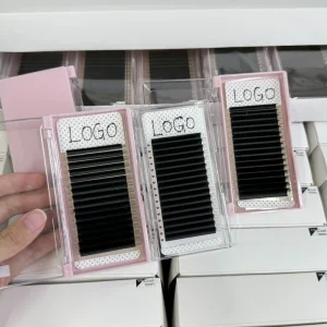 Individual Volume J Curl Velvet Lashes Volume Eyelash Extension Private Label Dark Matte Velvet Lash Trays