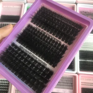 Internet Popular DIY Cluster Lash Kit Faux Mink 3D D Curl Lashes Private Label Custom Packaging for Influencer