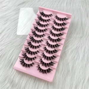 Invisible Band Lashes 10 Pairs 3D Faux Mink Lashes Natural Long Transparent Terrier Lashes Clear Band Soft Eyelashes Extension