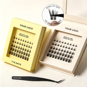 Invisible Band Natural Pre Bonded Clear Pre Glued Light Weight Press on Cluster Lashes Handmade Cluster Lashes