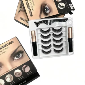 Invisible Magnetic Eyeliner Lashes Kit OEM ODM Custom False Eyelashes Applicator Natural Soft Synthetic Lightweight 3D