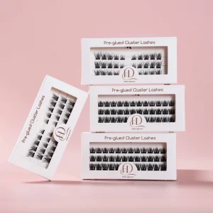 Ishero Private Labels 3D Natural and Light Weight Soft Pre Glued Cluster Lashes Self Adhesive DIY Eyelashes No Glue Needed