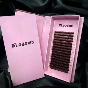 J B C CC D DD L M Curl 0.03 0.05 0.07mm None Sticky Color Lashes Brown Cashmere Russian Volume Eyelash Extensions Tray