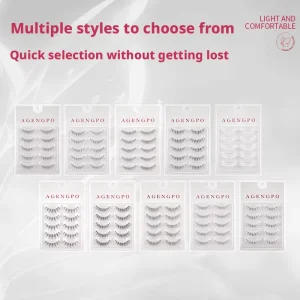 JIUYAN Handmade 3D Faux Mink Half Lashes 10 14mm Natural Wispy Cat Eye Corner Cruelty Free Glossy Invisible Clear Band Short