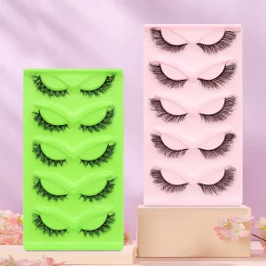 JIUYAN OEM ODM Makeup Use Full Strip Lashes 0.07 Thickness Mix Length Synthetic Self adhesive Invisible Clear Band 3D Eyelashes