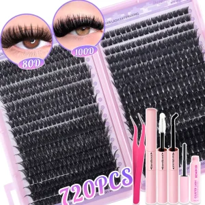 JOAMY New Package Pre Glued Cluster Lashes Long Lasting 0.05 0.07 Press on Bottom Lashes Diy Clusters Lashes Kit
