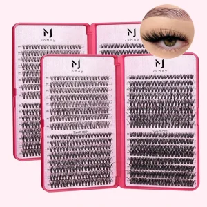 JOMAY Factory Custom Thick DIY Lash Extension Light Weight Soft 60D Fluffy Black Cluster Lash Kit with Bond and Seal