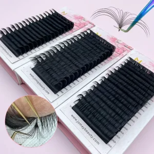 JOMAY Handmade Dark Matte Cashmere Lash Trays Custom Logo 0.05 0.07 CC Velvet Volume Faux Mink Fluffy Eyelash Extensions