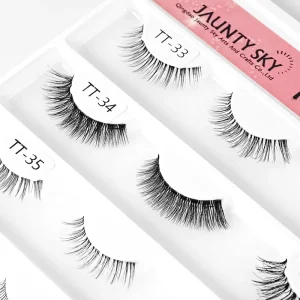 Jaunty Sky Clear Band 3D Fluffy Mink Strips Thick Dramatic False Eyelashes Natural Soft Handmade False Eyelashes