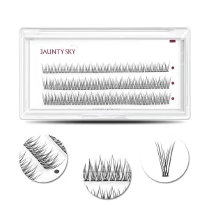 Jaunty Sky Fishtail Premade Fan Cluster Color Eyelashes Full Strip Lashes Volume DIY Eyelashes Extension Kits