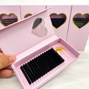 Jet Black 0.03mm Mega Volume Eyelash Extensions Easy to Fan Private Label Matte Black Cashmere Lash Extension