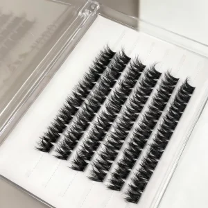 Jie Jie European American Thick 0.05mm Black Cotton Strap Full Belt Handmade False Eyelash Clusters No Glue No Unloading