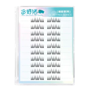 Jie Jie Lazy Baby Curved 5D Three Step Glue Free Full Strip Synthetic Hair Handmade Eyelashes Natural Realistic No Makeup Look