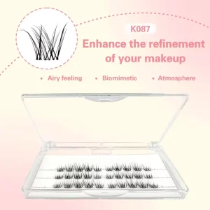 K087 Handmade Black Cruelty free Natural Transparent Stem Simulation Mink Hair DIY Fake Eyelashes for Foreign Trade