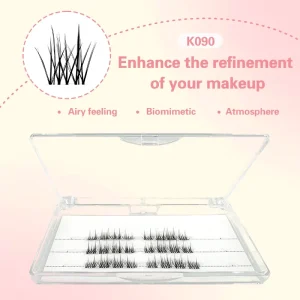 K090 Natural Lower Eyelashes Handmade Fiber Petal-Like 3-Row Cruelty-Free