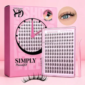 Korea Self Adhesive 7 10 DaysPreglued Cluster Lashes Custom Logo Reusable No Glue Clear Band Pre Glued Press On 12 Rows Handmade