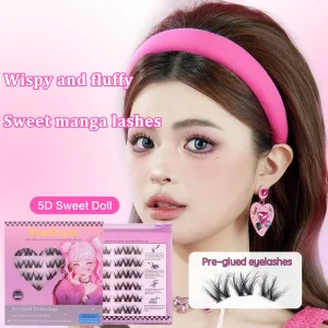 Korea Waterproof 5D Sweet Doll Enlarged Double Eye Cluster Lashes Extension Self Adhesive No Glue Need Fluffy Lashes
