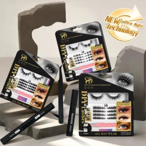 Korean Invisible Band3d Faux Mink Wispy Fluffy Cluster Lash Natural Lightweight Soft Handmade PreCut Strip Lashes DIY Eyelashes