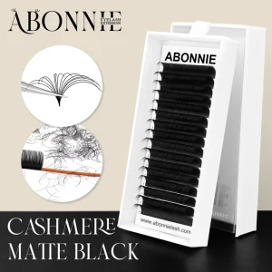 Korean PBT Cashmere Fans Matte Black Finish Eyelash Extensions Mega Volume Velvety Fibers Lash Extension Eyelash