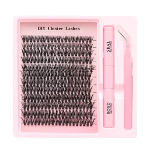 Korean PBT Fibers Fan Eyelashes DIY Fluffy Cluster Spike Bottom Lash 3D Faux Mink Cluster Lash kit Wholesale DIY Cluster Lashes