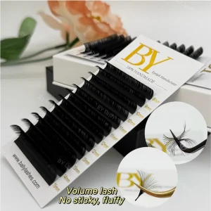Korean PBT Handmade Eyelash Supplies Fluffy Dark Matte Black Volume Eyelash Extension Trays 0.03 0.05 0.07mm 17mm Length CC Curl